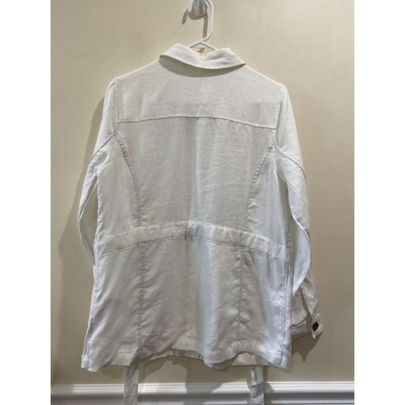 NWT Soft Surroundings White Button Front 100% Linen Shirt Sz Medium - Picture 2 of 8